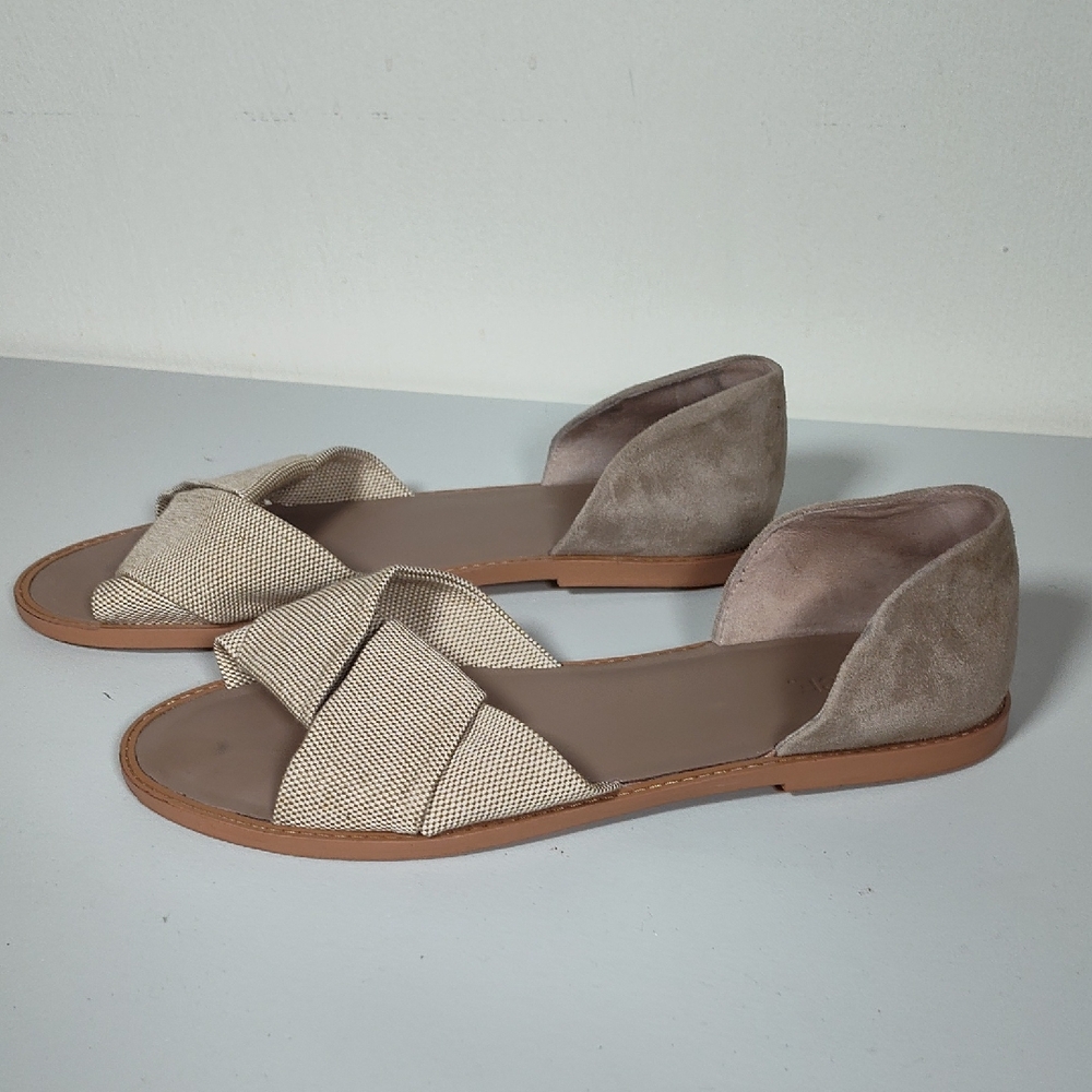 Vince Idara d'orsay twisted top suede sandals in tan 9
